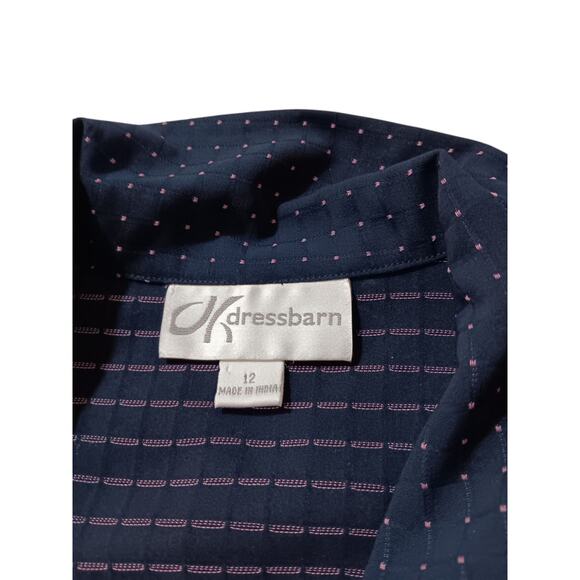 VINTAGE Dressbarn 2-Piece Skirt Top Set Navy Blue Pink Dots Large Career Dressy - Picture 4 of 14